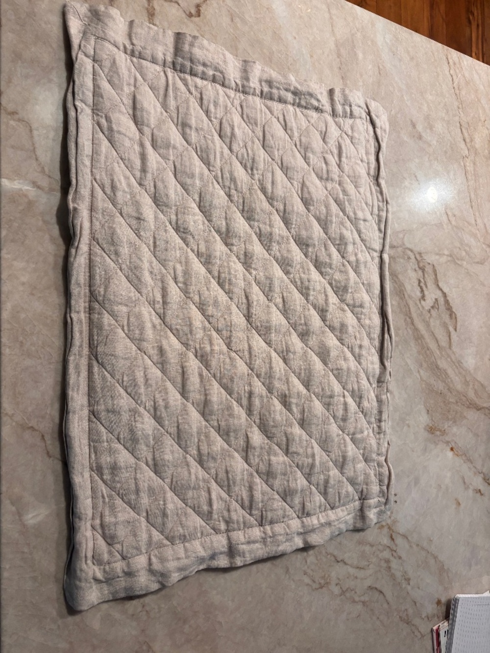 Pottery Barn Belgian Flax Linen Diamond Quilted Set of 2 Shams in Flax